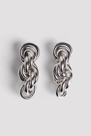 Knotted Dangle Earrings Silver