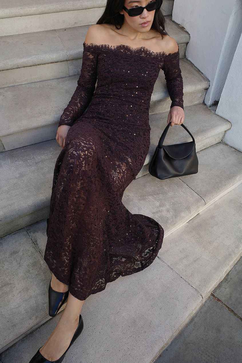 Na-kd Lace Sequin Maxi dress