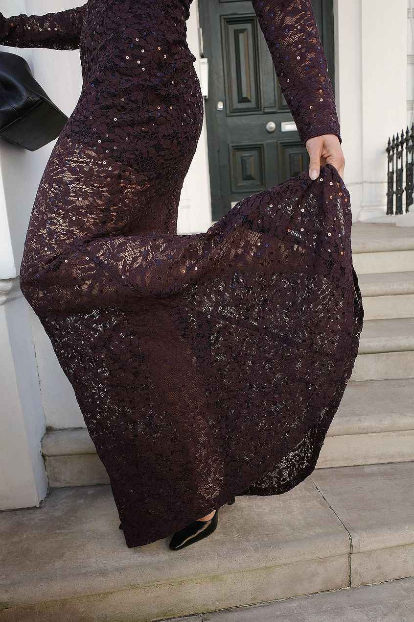Na-kd Lace Sequin Maxi dress