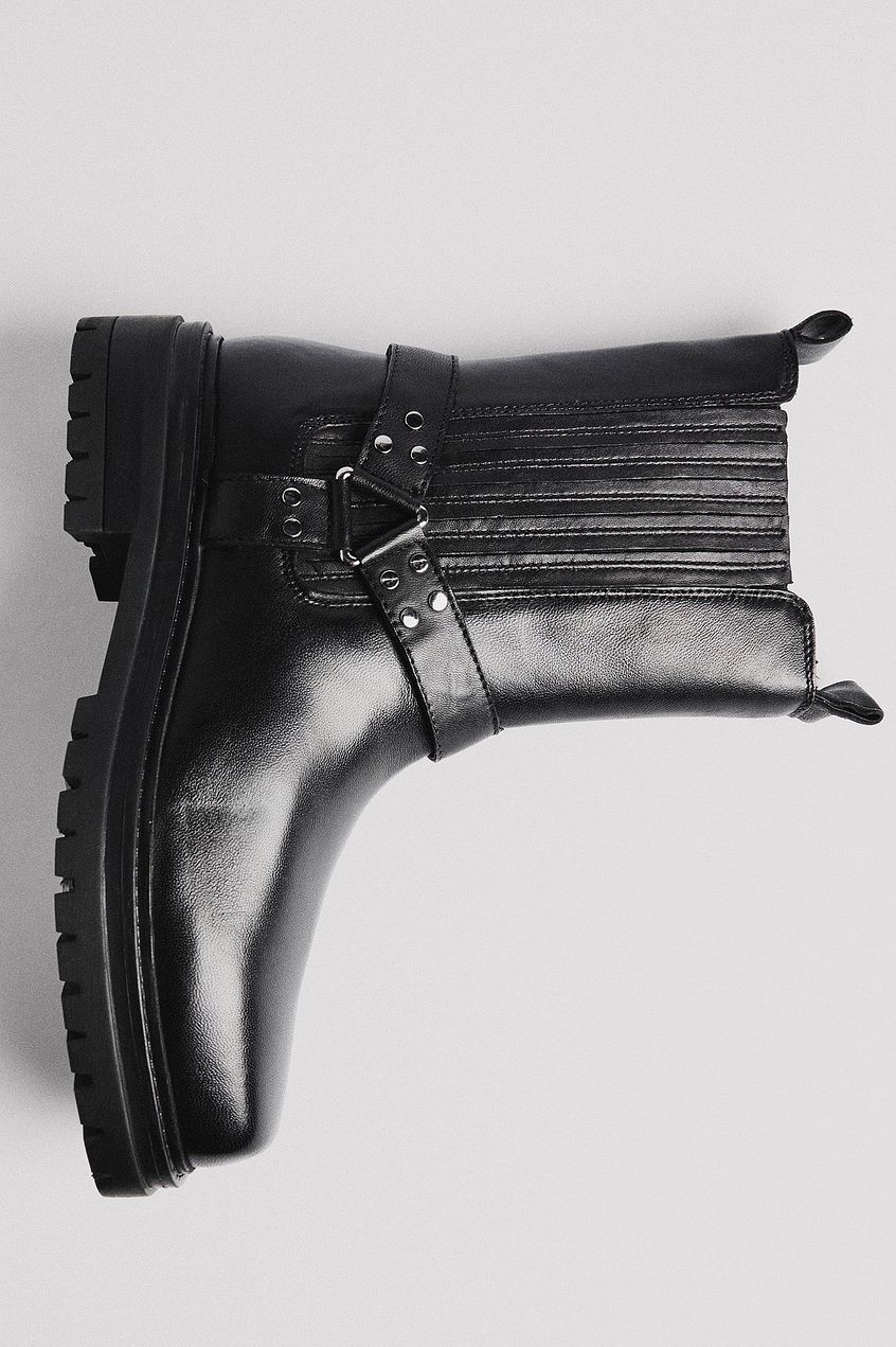 Leather Chunky Biker Boots