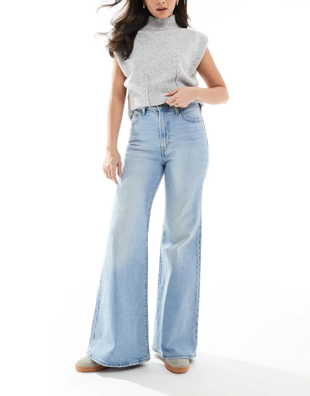 Levi's ribcage bells high rise flare jeans in bleach wash