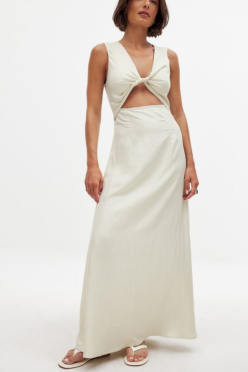 Na-kd Linen Blend Cut Out Maxi Dress