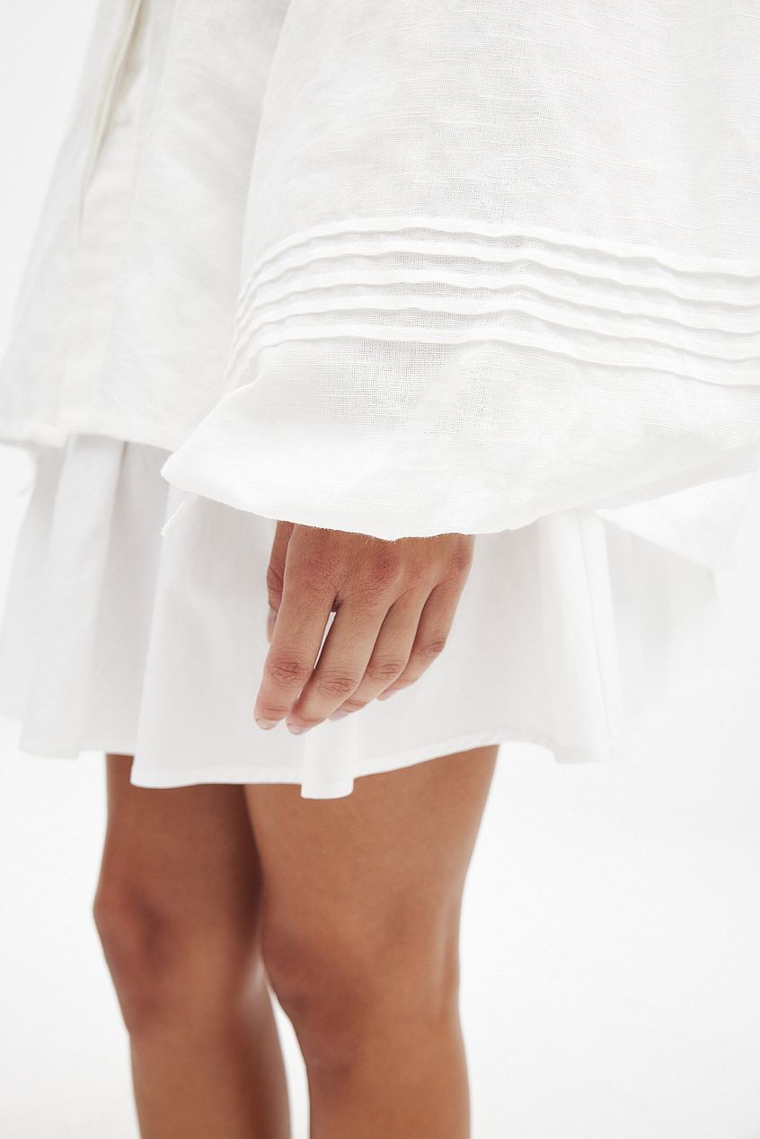 Na-kd Linen Blend Pleated Sleeve Detail Shirt