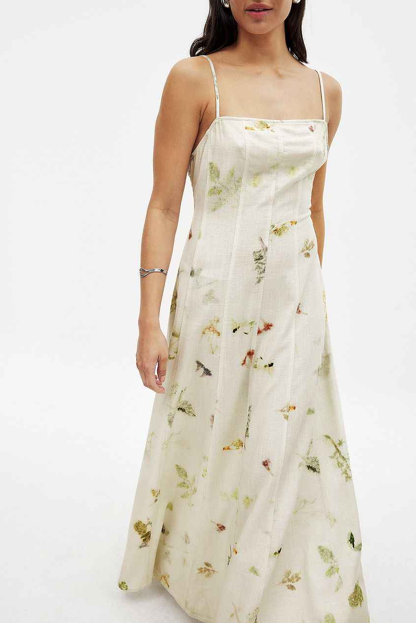 Na-kd Linen Blend Seam Detail Maxi Dress
