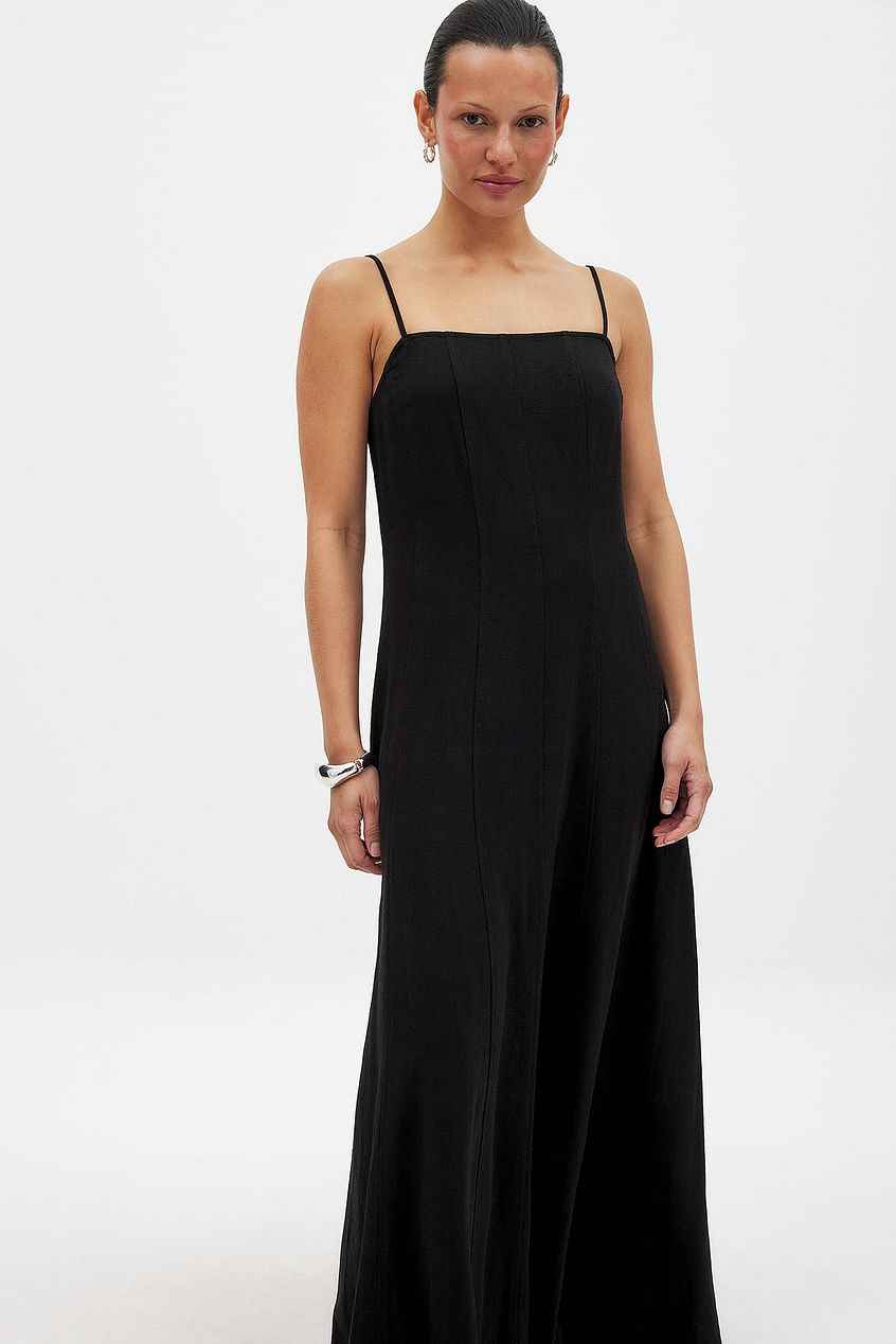 Na-kd Linen Blend Seam Detail Maxi Dress
