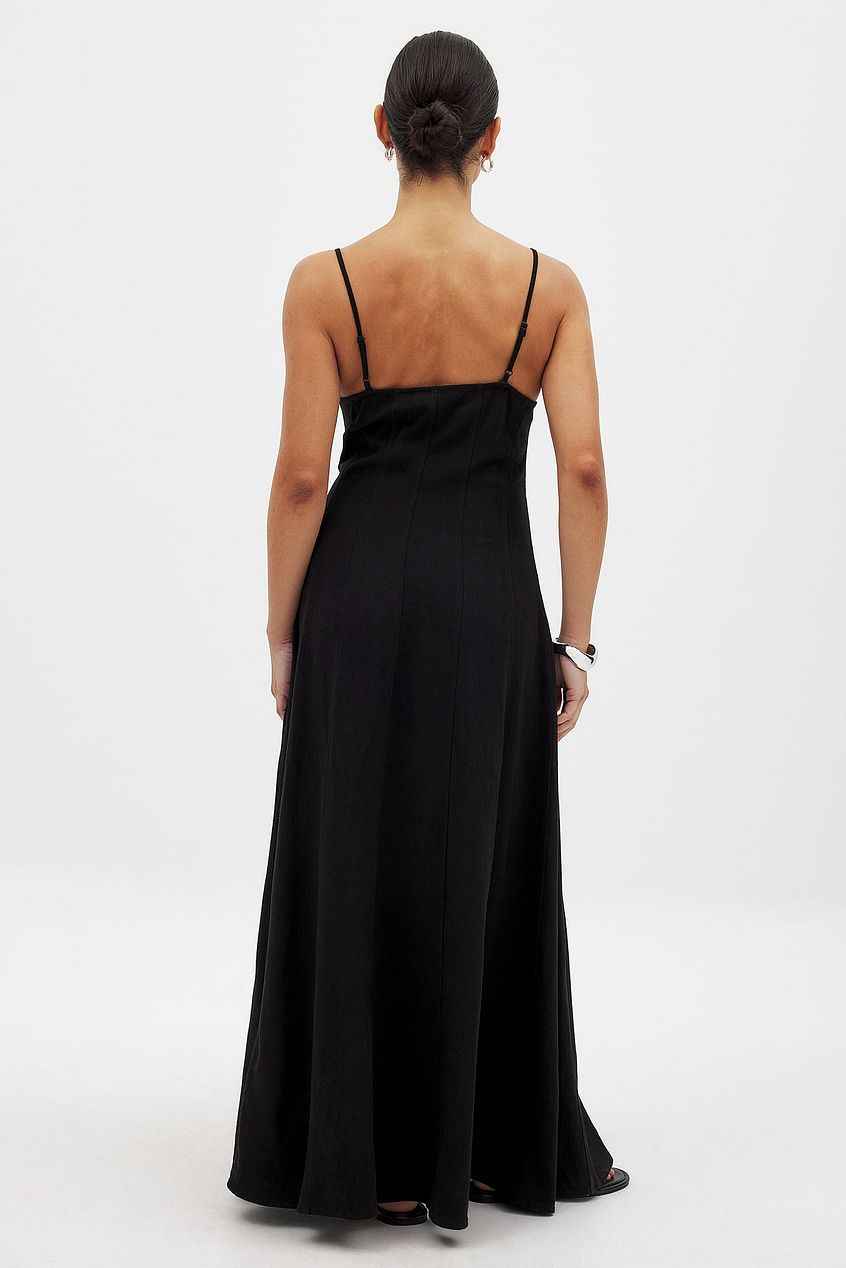 Na-kd Linen Blend Seam Detail Maxi Dress