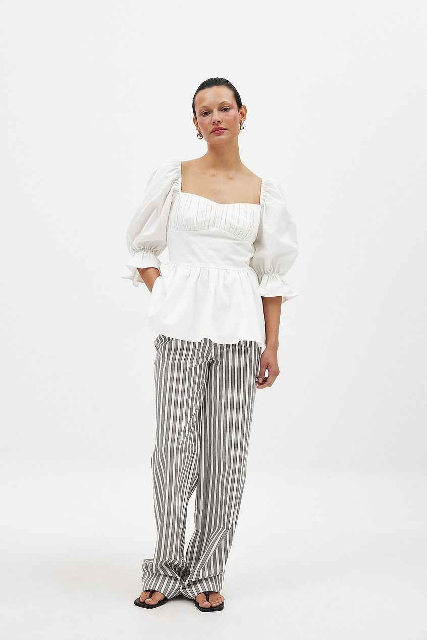 Na-kd Linen Blend Tie Back Blouse