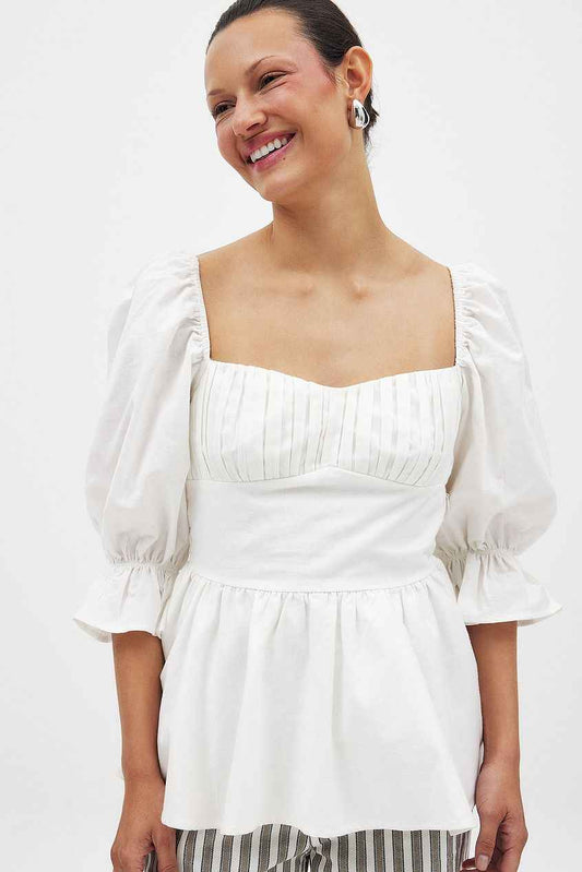 Na-kd Linen Blend Tie Back Blouse