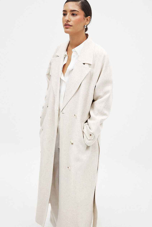 Na-kd Linen Blend Trenchcoat