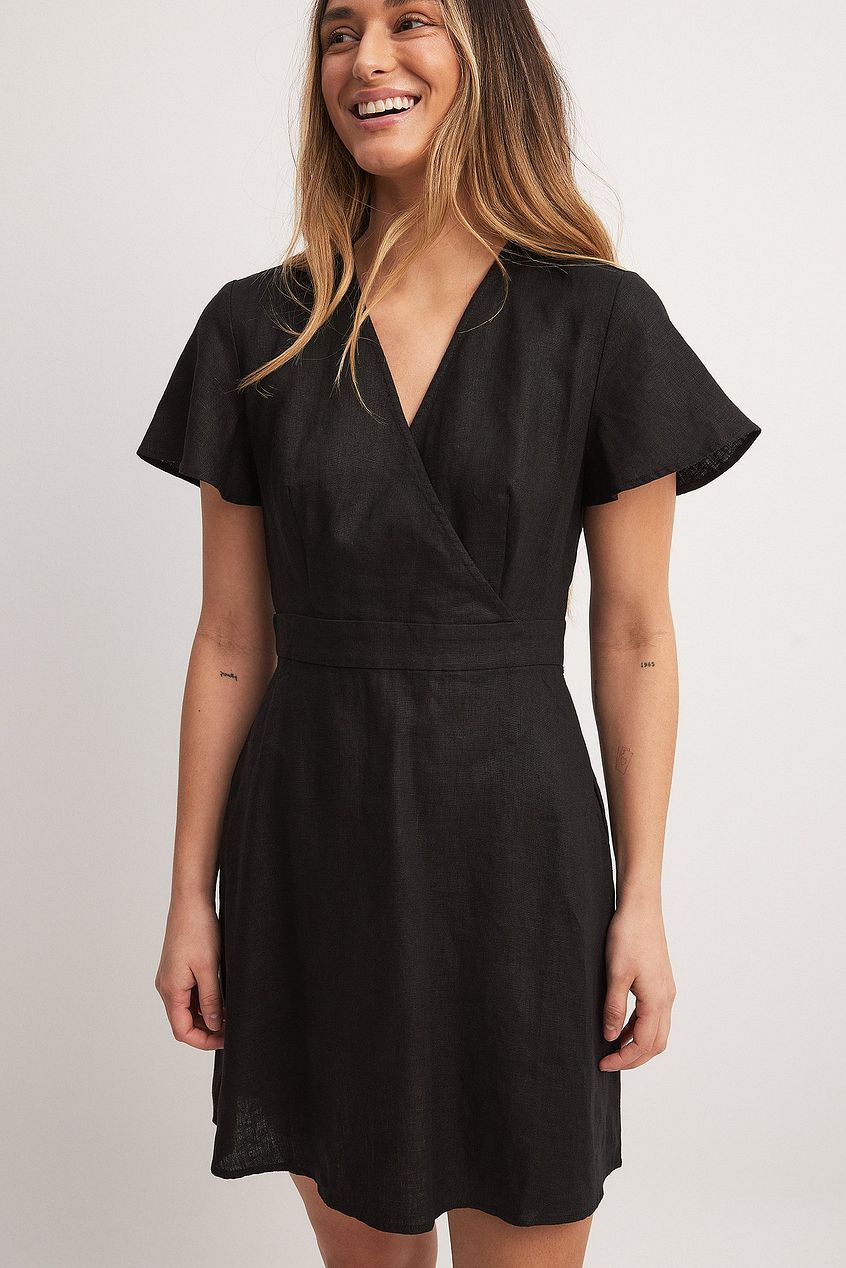 Linen Flowy Tie Back Mini Dress