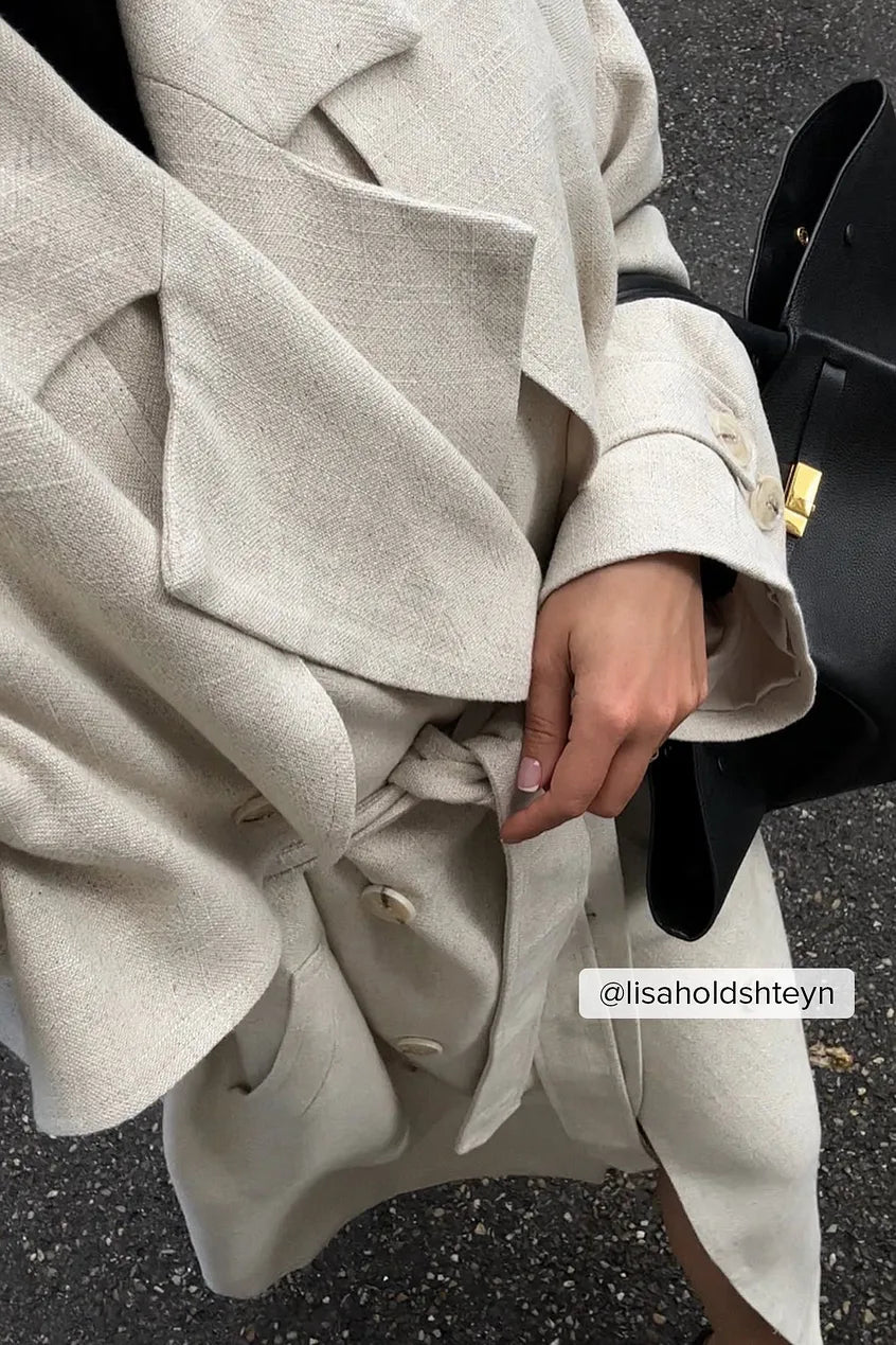 Linen Blend Trench Coat