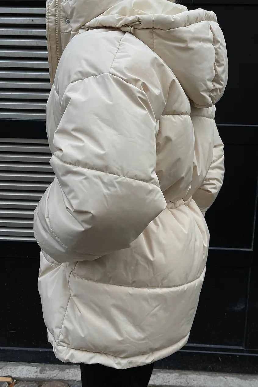Waist Drawstring Padded Jacket