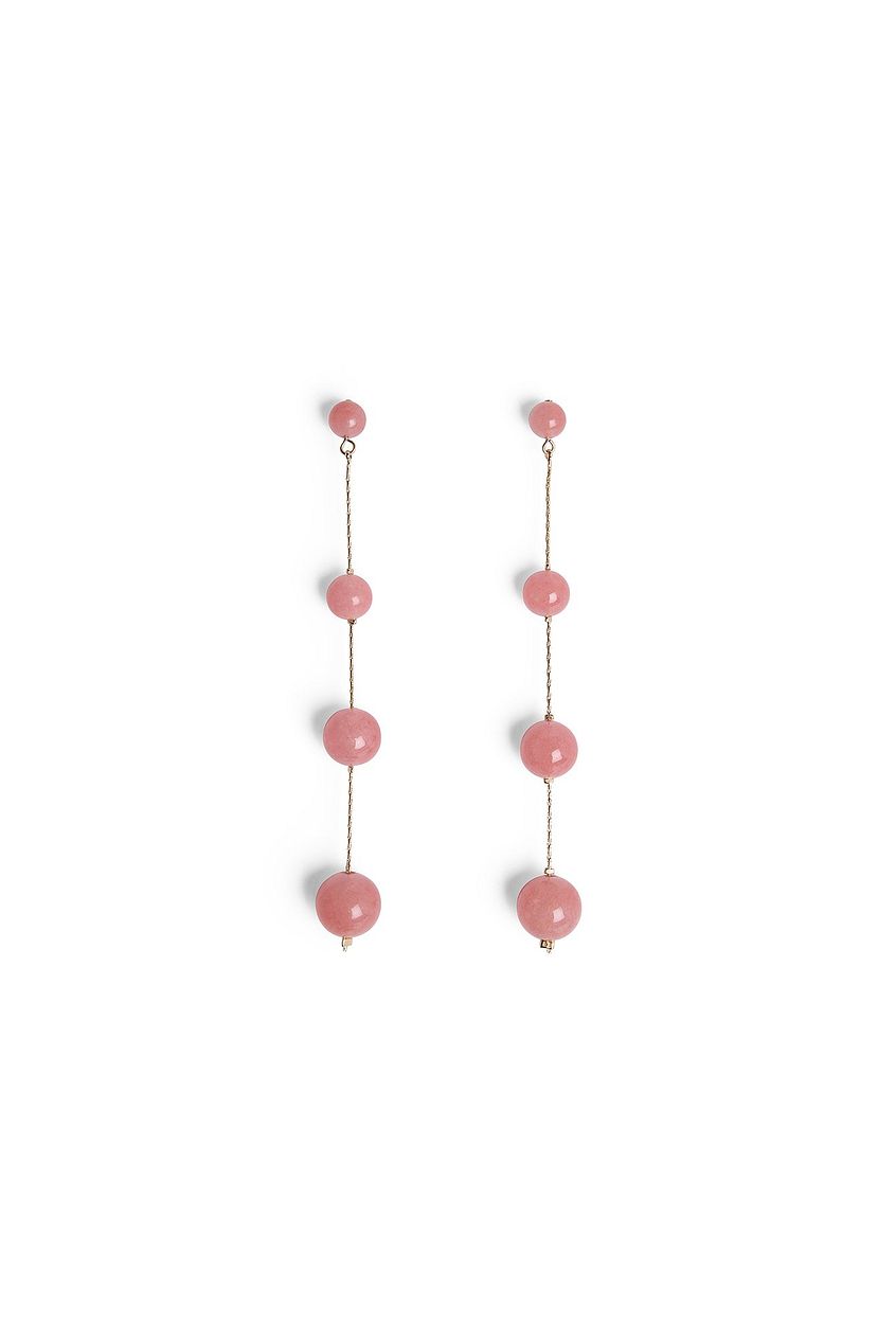 Long Colored Stone Bead Earrings
