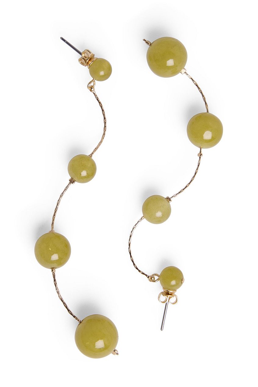 Long Colored Stone Bead Earrings