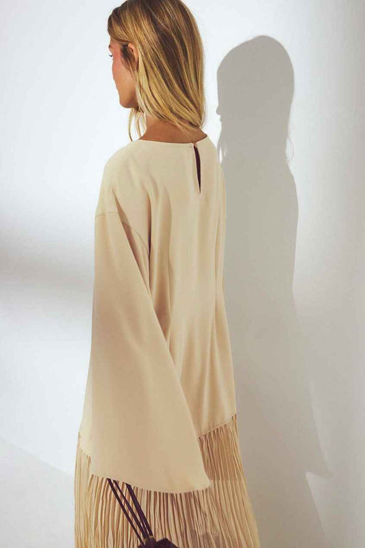 Na-kd Long Sleeve Plisse Skirt Maxi Dress