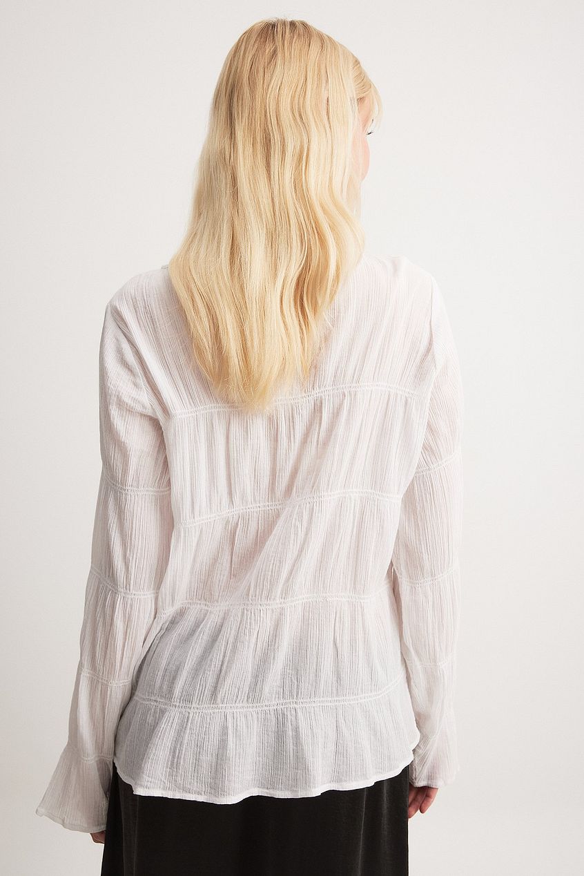 Long Sleeve Smock Detail Blouse