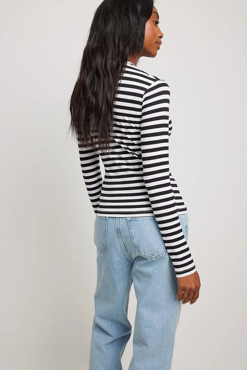 Long Sleeve Striped Fitted Top