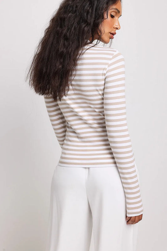 Long Sleeve Striped Fitted Top