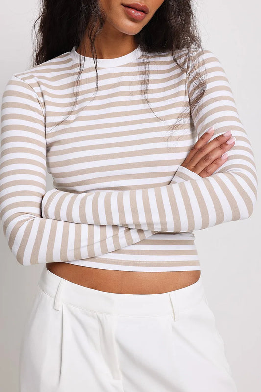 Long Sleeve Striped Fitted Top