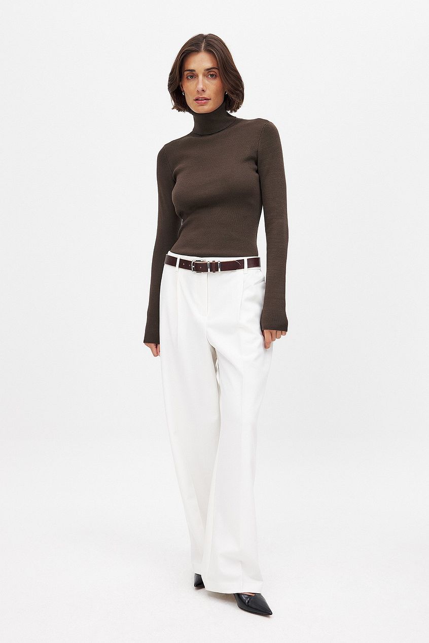 Na-kd Long Sleeve Turtleneck Ribbed Knitted Top