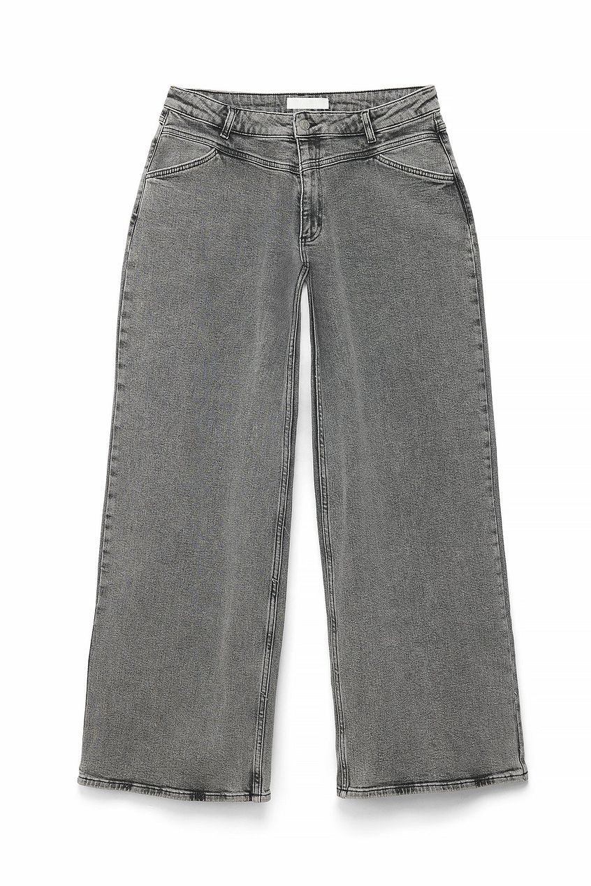 Na-kd Low Waist Wide Leg Jeans with Seam Details