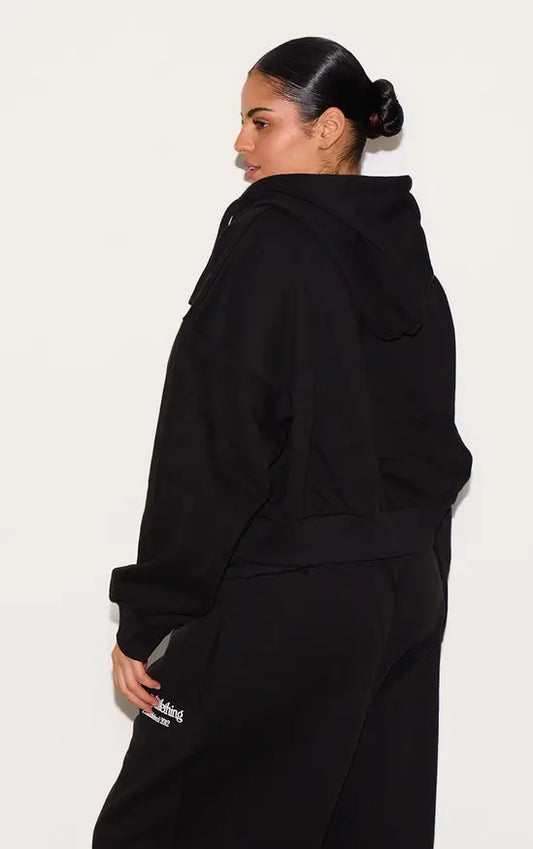Plt - Plus Black Printed Premium Zip Front Hoodie