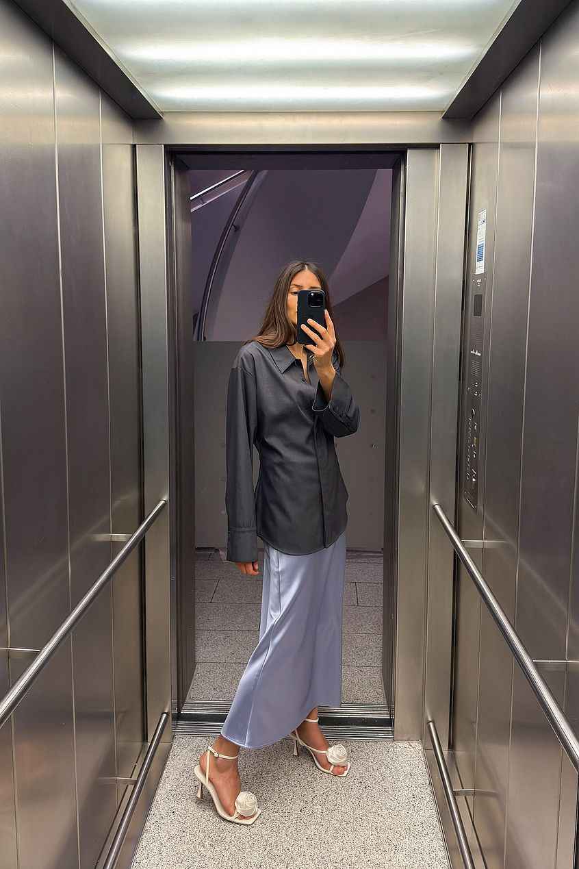 Na-kd Satin Midi Skirt