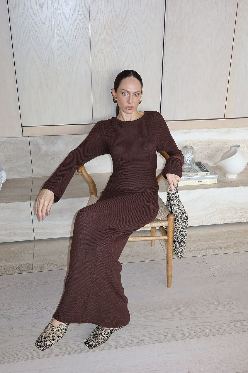 Na-kd Open Back Lace Detail Knitted Maxi Dress