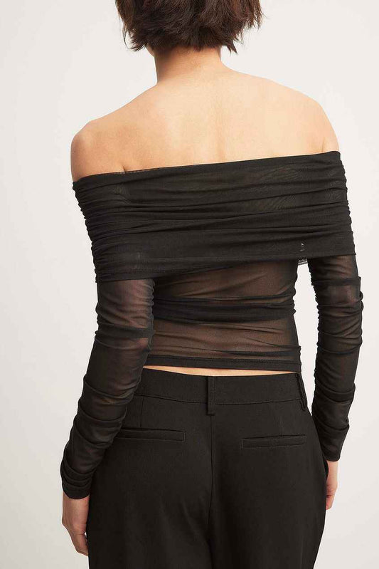 Na-kd Mesh Off Shoulder Top