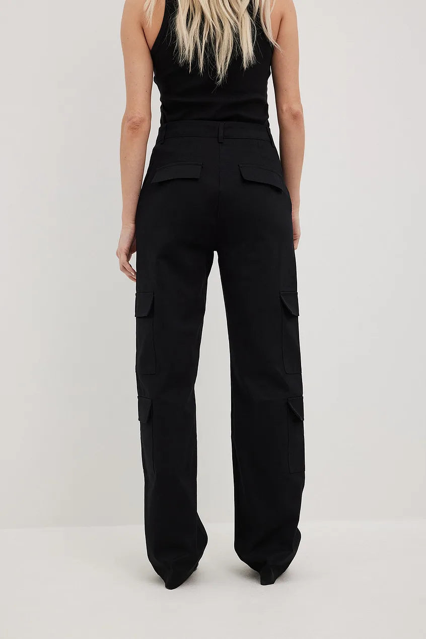 Mid Waist Cargo Pocket Pants