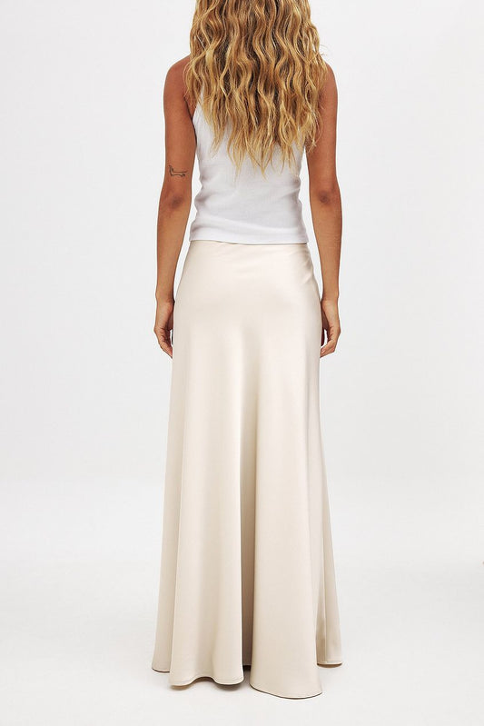Mid Waist Maxi Satin Skirt