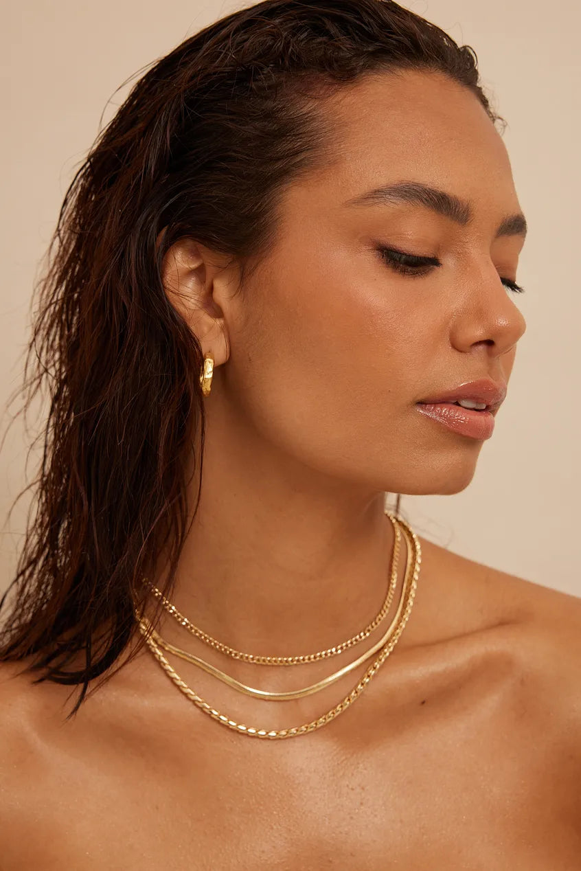 Midi Crafted Gold Plated Hoops