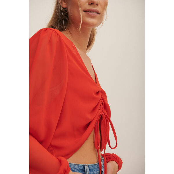 Drawstring Blouse Red