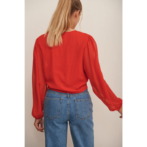 Drawstring Blouse Red