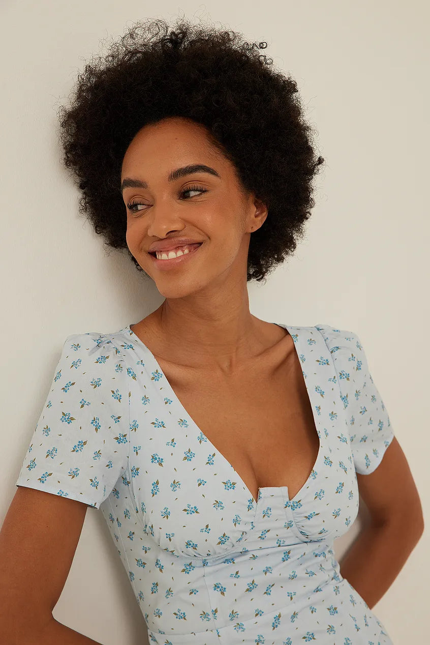 Cups Detail Cotton Mini Dress
