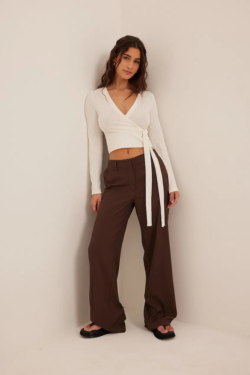 Wrap Rib Tie Top Offwhite