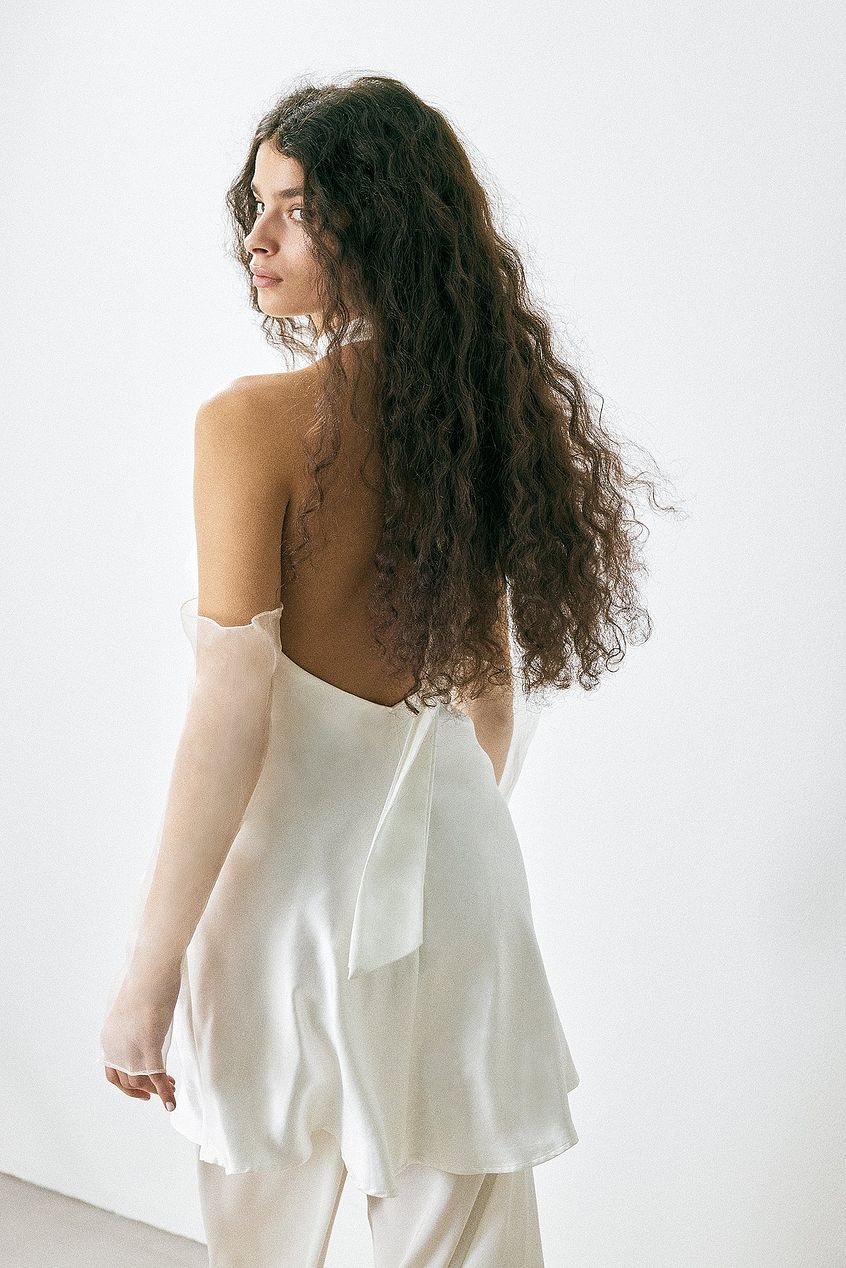 Hammered Satin Tie Back Mini Dress