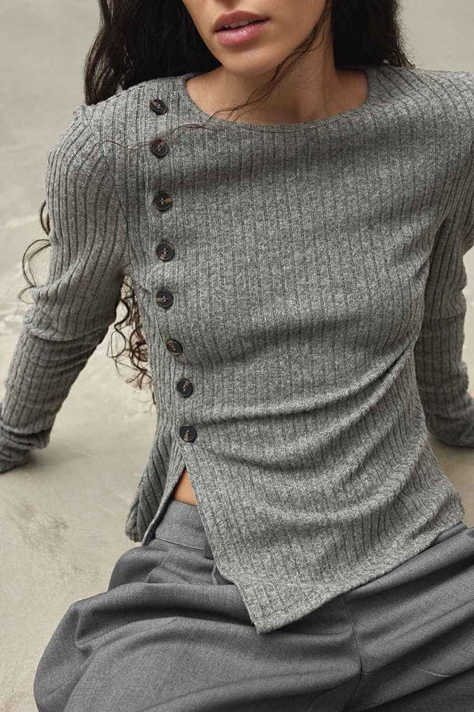 Na-kd Ribbed Button Top