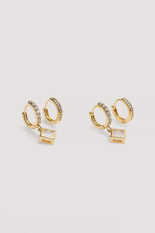2-Pack 18K Gold Plated Pendant Hoops