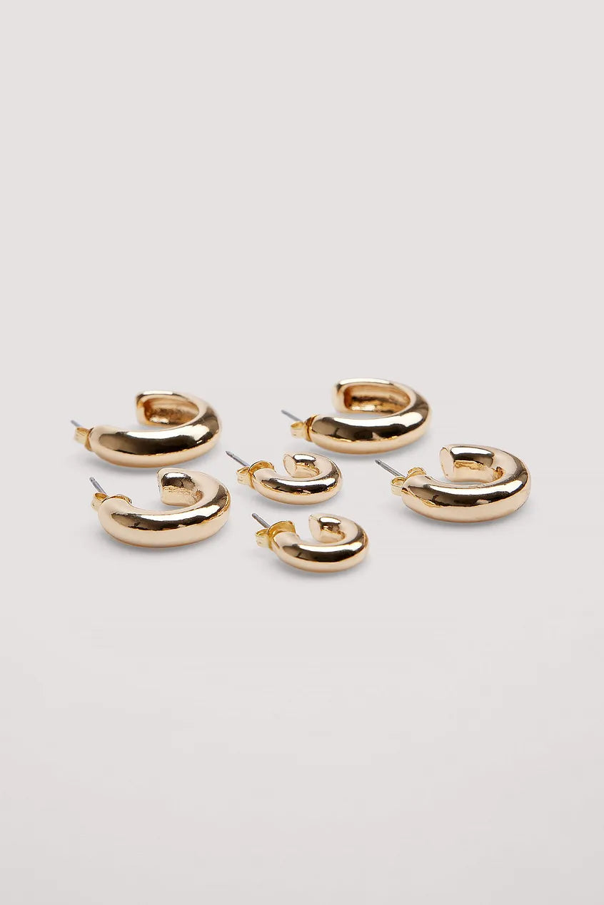 3-pack Chunky Hoop Earrings Gold