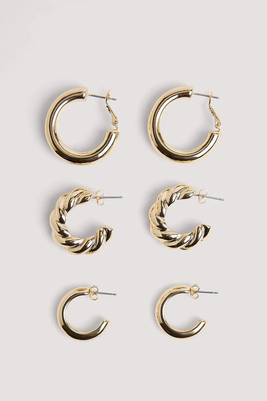 3-pack Mixed Size Hoops Gold