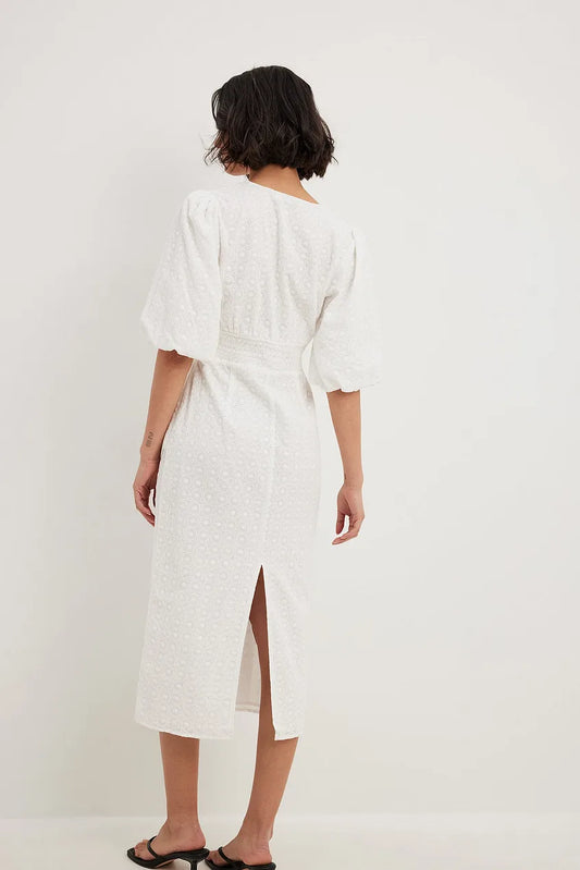 Anglaise Puff Sleeve Midi Dress