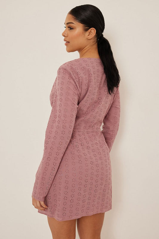 Anglaise Tie Front Mini Dress