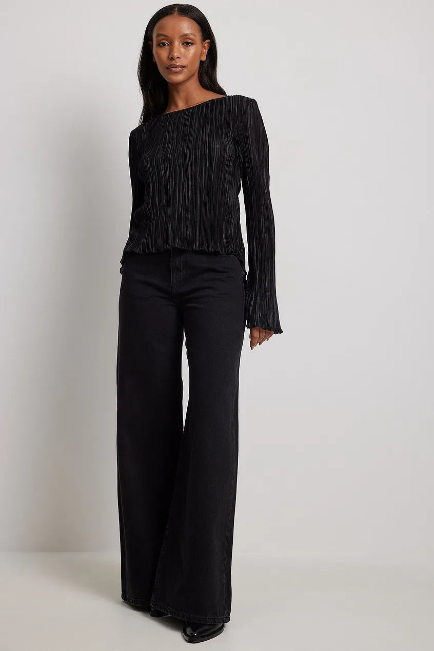 Back Tie Strap Long Sleeve Top