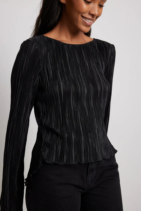 Back Tie Strap Long Sleeve Top