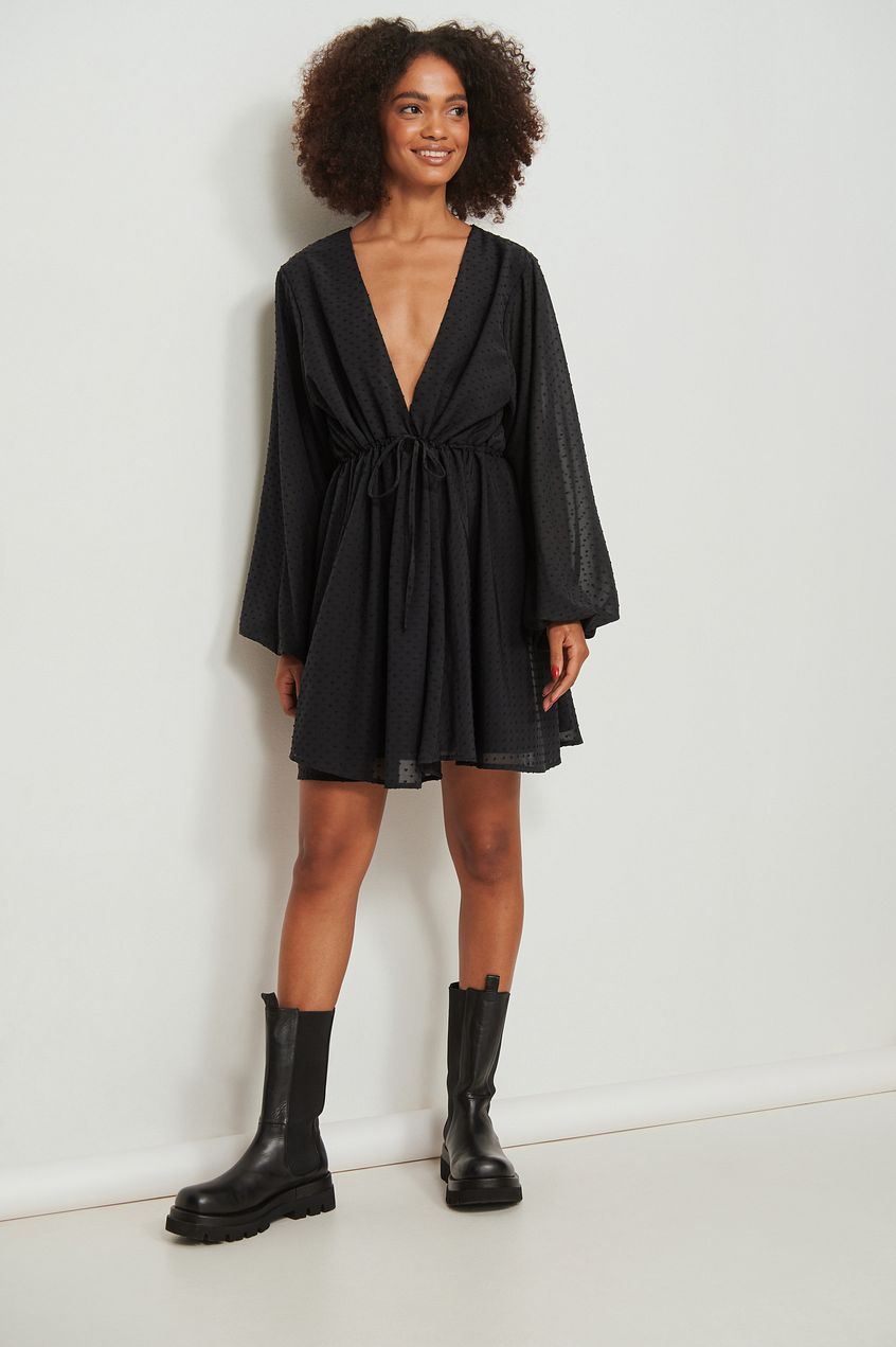 Batwing Dobby Mini Dress