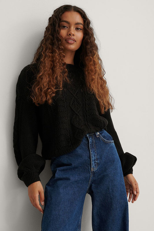 Cable Knitted Cropped Sweater
