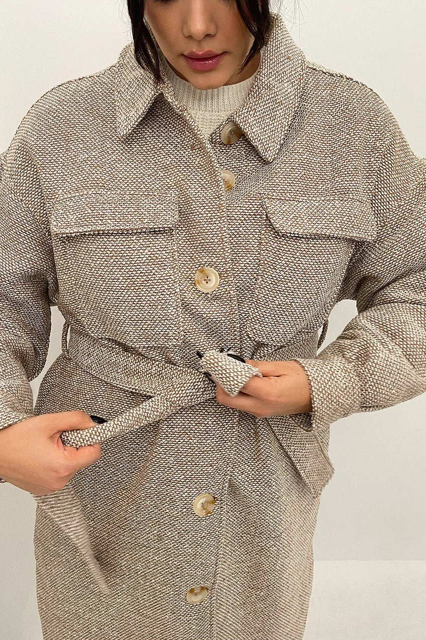 Chest Pocket Long Overshirt