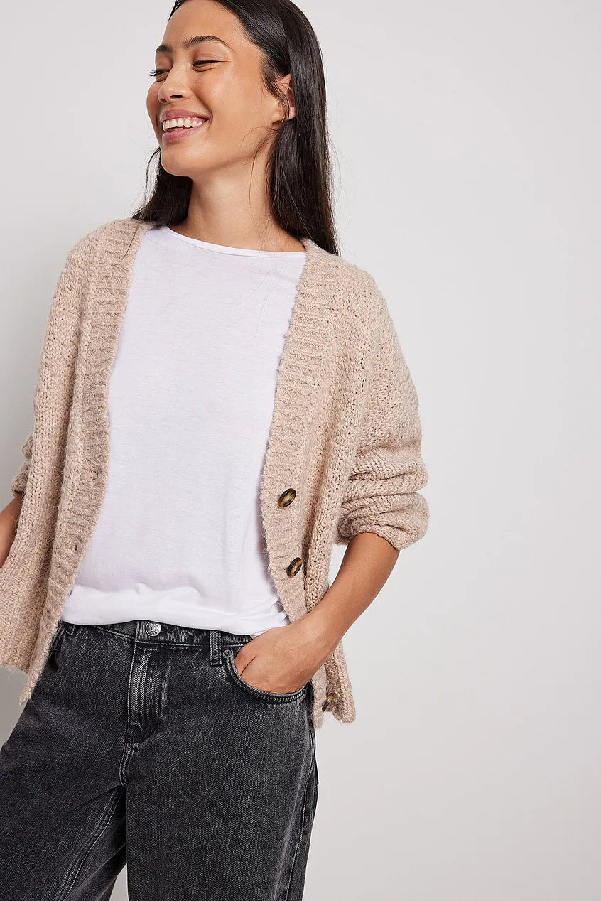 Chunky Knitted Cropped Cardigan