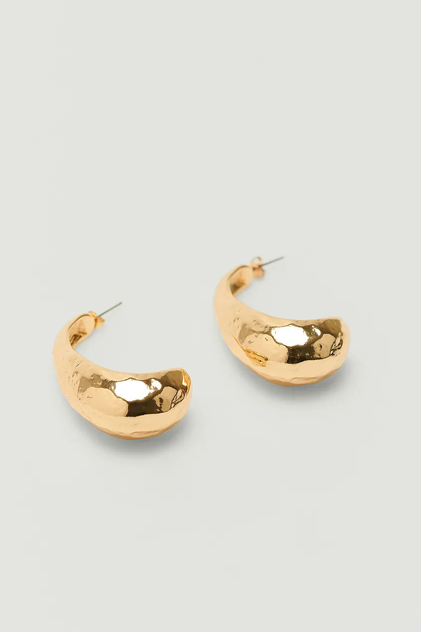 Chunky Structured Hoop Earrings Gold